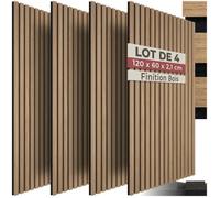 Panneaux acoustiques - TECTAKE - Panneaux acoustiques SONIC WALL, ensemble MDF, placage bois véritable, 120 x 60 x 2,1 cm - Naturel