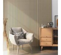 NEU.HOLZ Set de 8 Panneaux Acoustiques Muraux Isolation Sonore Lattes Décoratives Style Scandinave Installation Facile au Mur ou Plafond NRC 0,8 MDF 120 x 60 cm Effet Chêne