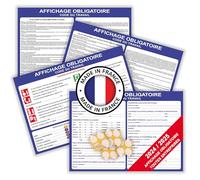 Panneaux affichage obligatoire entreprise 2026 - Affichage réglementaire entreprise code du travail - Affichage obligatoire format A4 (x4) pour écriture permanente + pastilles adhésives
