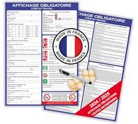 Panneaux affichage obligatoire entreprise code du travail nouvelle version 2026 - Affichage réglementaire entreprise plastifié A3 (x2) effaçable + stylo + pastilles collantes (CDTA3x2)