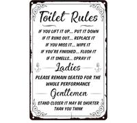 Panneaux amusants sur les règles de la salle de bain en métal, panneau en étain, Pleasesh, toilettes, plus près, c'est plus court que vous ne le pensez, décoration murale pour invités, avertissement