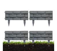 Panneaux Clôture Jardin | 4 Pièces de piquets de sol effet pierre | Panneaux clôture extérieure déco jardin,Idéale pour Terrasse Aménagement Paysager Massif de Fleurs Pelouse Maison et Appartement