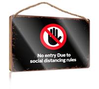 Panneaux d'ami pour décoration d'intérieur No Entry Due To Social Distancing Rules. Décoration de porte d'automne pour adolescents (15 x 28 cm)