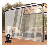 Panneaux de bâche en PVC transparent pour pergola, écran latéral imperméable et résistant aux intempéries avec œillets, rideau transparent durable pour abri de jardin et serre