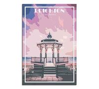 Panneaux de bar en métal vintage Brighton East Sussex Skyline personnalisé style vintage rétro plaque en étain panneau personnalisé pour mur extérieur, intérieur, rue, bureau 20 x 30 cm