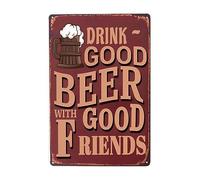 Panneaux De Bière Vintage Bar Drôle, Boire De La Bonne Bière Avec De Bons Amis Affiche Étain Drôle Métallique Panneau Rétro Métal Tôle Signe Pour Club Parc Bar Pub