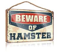 Panneaux de chambre drôles Beware Of Hamster Panneau en bois Décorer pour chambre Panneaux de décoration murale drôles (taille : 15 x 28 cm)