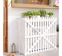 Panneaux de clôture d'intimité en bois - Écran décoratif pour climatiseur et poubelle, grande clôture de jardin pour équipement de piscine, housse de cour extérieure élégante (blanc)