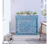 Panneaux de clôture d'intimité en bois - Housse décorative pour climatiseur, poubelle et écran d'équipement de piscine - Barrière de jardin de taille moyenne (bleu)