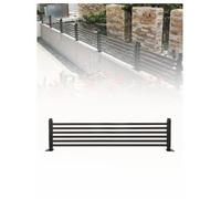 Panneaux de clôture en acier brun pour muret, patio et balcon | Largeur 60/90/120/180/240 cm, hauteur 36/66 cm, lames gainées PE et poteaux à base fixe(1pcs-120x36cm/47.2x14.2")