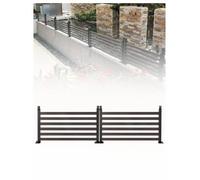 Panneaux de clôture en acier brun pour muret, patio et balcon | Largeur 60/90/120/180/240 cm, hauteur 36/66 cm, lames gainées PE et poteaux à base fixe(2pcs-90x36cm/35.4x14.2")