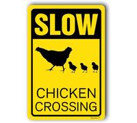Panneaux de croisement de poulet, panneau routier de quartier, panneau « Please Slow Down », panneau décoratif amusant de cour, panneaux de rue « Chicken Crossing », 20,3 x 30,5 cm