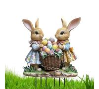 Panneaux de Jardin Lapin de Pâques | Tuteur de Pelouse Lapin Mignon 2D Plat Debout avec Œufs,Supports d'Extérieur Animaux Art, Panneau Décoratif Extérieur,pour Les Célébrations de Pâques ou du