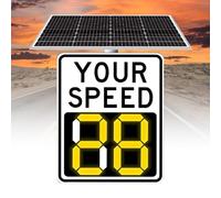 Panneaux De Limitation De Vitesse À LED Clignotants À Énergie Solaire, 50,8 X 68,6 Cm/61 X 89,9 Cm, Radar En Aluminium, Alerte Automatique Rouge/verte For Détection De Survitesse,(White,20''x27'')