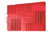 Panneaux de Mousse Acoustique 12 Pack Noise Absorption Foam Wall Panel Soundproof Studio Recording Drum Room Sound Isolation Treatment Padding(Red,30x30x5cm,High Density)