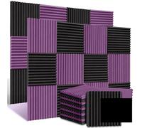 Panneaux de mousse acoustique insonorisation carreaux cale panneaux studio traitement d'isolation phonique Pour l'atténuation du son(24Black 24Purple)