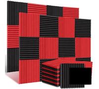 Panneaux de mousse acoustique insonorisation carreaux cale panneaux studio traitement d'isolation phonique Pour l'atténuation du son(24Black 24Red)