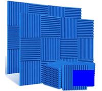 Panneaux de mousse acoustique insonorisation carreaux cale panneaux studio traitement d'isolation phonique Pour l'atténuation du son(48Blue)