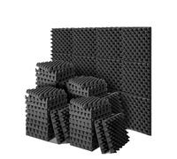 Panneaux de Mousse Acoustique Lot de 12 à 48 panneaux muraux insonorisants auto-adhésifs en mousse acoustique for la réduction du bruit, for la maison, le studio ou la chambre à coucher(Black-48PCS)