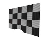 Panneaux de Mousse Acoustique Lot de 24 panneaux muraux en mousse acoustique 30 x 30 x 2,5 cm, isolation phonique, rainures, 12 noirs, 12 gris(12Grey 12Black)