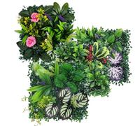 Panneaux de mur végétal artificiel - 4 pièces de verdure artificielle intimité haie écran clôture - 25 x 25 cm Panneaux de Fausses pour Clôture - Pour Usage Intérieur Et Extérieur, Balcon, Jardin, Cou