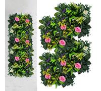 Panneaux de mur végétal artificiel,Lot De 4 Décors De Haie Gazon Artificiel - 25 x 25 cm mur végétal factice patio | Pour Arrière-Cour Balcon Intérieur Patio Jardin Cour Mariage Fête