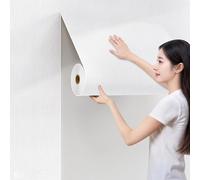 Panneaux de plafond auto-adhésifs imitation lin blanc texturé pour chambre à coucher, sous-sol et n'importe quelle pièce - Imperméable et facile à couper (largeur 75 cm x longueur 20 m)