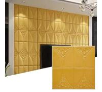 Panneaux de Plafond Suspendus Marron/doré/Blanc, adhésifs en Mousse PVC 3D en Relief, Panneaux décoratifs imperméables pour Salon, Mur derrière Le canapé ou la télévision (Marron, 50 pièces)