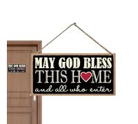 Panneaux de porte en bois, panneaux décoratifs à suspendre | Panneau de cintre en bois portable - Panneaux à suspendre en bois avec inscription « Que Dieu bénisse cette maison et ceux qui y entrent »