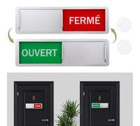 Panneaux de Porte Ouvert/Fermé, 17,7x5.2cm Enseigne Coulissante Magnétique Ouvert/Fermé Enseignes Décoratives d’argent pour Réunion Toilettes École Bureaux WC Salle de Bain, avec 2 Adhésives Rondes