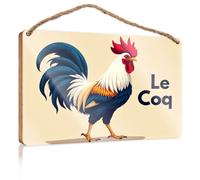 Panneaux de porte pour la maison drôle un coq coloré avec inscription « Le Coq » écrit à côté d'elle. Décoration amusante pour salle de bain (20 x 30 cm)