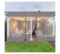 Panneaux de rideaux d'extérieur imperméables personnalisables - Bâche pliable avec fermeture éclair, rideaux de terrasse transparents pour porche, tonnelle, gris, 2 x 2 m