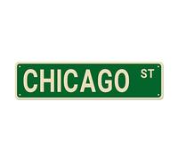 Panneaux de Rue Chicago City - Décoration Murale pour Maison/Allée/Grotte d'Homme/Bar - Cadeau et Décoration de Chicago - Panneaux en Métal de Qualité 40,6 x 10,2 cm