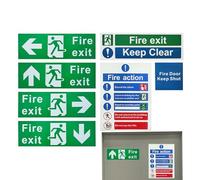 Panneaux de Sortie pour Entreprises,Panneau d'Avertissement Incendie | 7 Pièces Autocollant D Avertissement Pour Extérieur Commercial Industriel Marqueur De Porte Personnes Âgées Femmes Hommes Sécurit