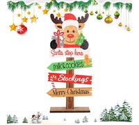 Panneaux de table de Noël - Décorations de table saisonnières, décoration de table de Père Noël | Ornements en bois d'élan vieil homme, panneau de table de Noël pour décoration de cheminée de Noël