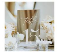 Panneaux de table Numéros Modern Table Numbers Wedding One side Gold Mirror Signs Decor Reception Signage(Black,NO.11-20(12x18cm))