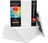 Panneaux de toile blanche Arteza premium 15,3x15,3 cm, lot de 14, 100% coton, 350 gr apprêtés, 200 gr non apprêtés, sans acide, pour la peinture à l'huile et l'acrylique, pour tous les artistes
