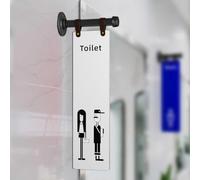 Panneaux de toilettes unisexes, panneau de salle de bain moderne pour entreprise, panneau de salle de bain suspendu, design double face, amovible, décoration de porte en acrylique(D)