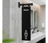 Panneaux de toilettes unisexes, panneau de salle de bain moderne pour entreprise, panneau de salle de bain suspendu, design double face, amovible, décoration de porte en acrylique(B)