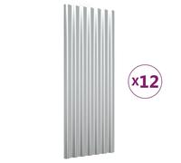Dakpanelen 12 st 100x36 cm gepoedercoat staal zilverkleurig319146