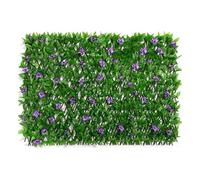 Panneaux de treillis de jardin extensibles 200x40cm, treillis extensible avec feuilles artificielles, clôture de jardin extensible avec lierre artificiel et fleur violette, décoration de fond de verdu