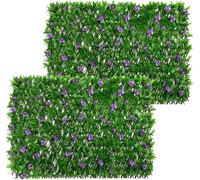 Panneaux de treillis de jardin extensibles 200x40cm, treillis extensible avec feuilles artificielles, clôture de jardin extensible avec lierre artificiel et fleur violette, décoration de fond de verdu