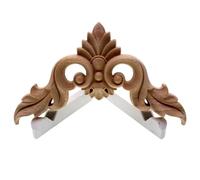 Panneaux décoratifs en bois sculpté Wood Carving Flower Onlays Furniture Door Cabinet Wall Decoration Oak Wood Applique Patch Multiple Sizes Pack of 2(25cm,1PC)