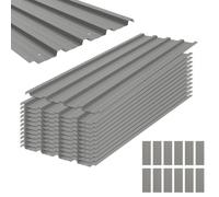 Panneaux en acier galvanisé - Outsunny - lot de 12 - résistant aux intempéries - 129 x 45 cm - acier galvanisé - gris clair