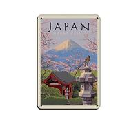 Panneaux en métal Japon Mont Fuji Voyage Panneaux en étain Art mural Affiche en métal pour maison Bar Café Garage Salle de bain 20x30cm