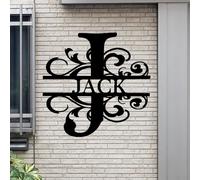 Panneaux en métal personnalisés | Panneau de nom personnalisable pour l'extérieur - Dernière lettre divisée - Monogramme - Décoration murale familiale - Cadeau de mariage personnalisé - Pour pendaison