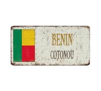 Panneaux en métal vintage Benin-Cotonou - Décoration murale pour intérieur et extérieur - 15,2 x 30,5 cm