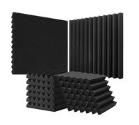 VEVOR Panneau Mousse Acoustique Lot de 36 Panneaux Muraux Insonorisants 30x30x5 cm Haute Densité Absorbant Son Résistant au Feu Installation Facile pour Murs Plafonds de Studio, Maison, Bureau, Noir