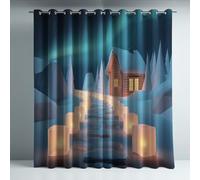 Panneaux Enfant Foncée, Rideaux occultants, Doublure Thermique, œillets Design, Maison en Bois Sentier, intimité, 140 x 240 cm, Isolation Thermique, Anti Froid, Sommeil paisible, Toucher Doux