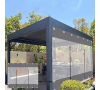 Panneaux latéraux de bâche transparente grise, couverture en plastique PVC for rideau extérieur for pergola avec fermeture à glissière, rideaux de séparation en PVC ( Size : H2.6xL3.5m/H8.5xL11.4ft )